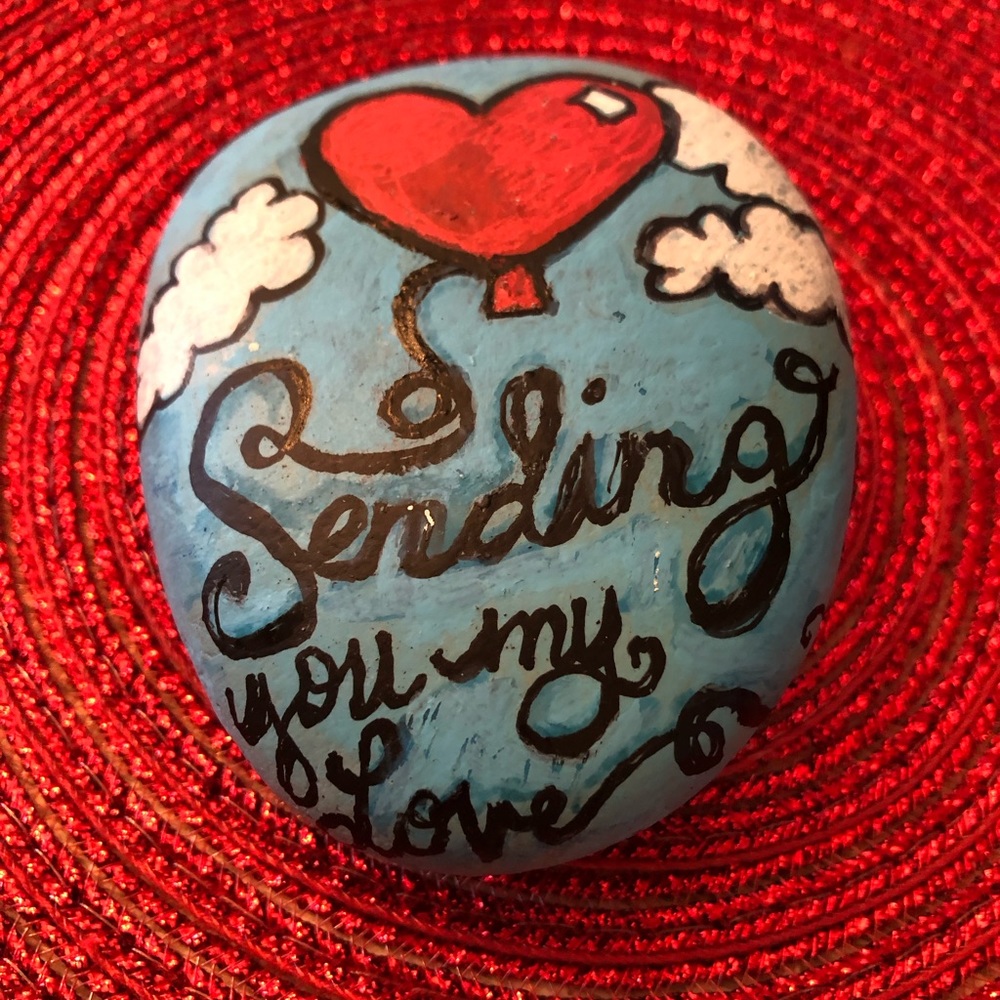 SENDING YOU MY LOVE HAND PAINTED ROCK - Picture 9 of 11